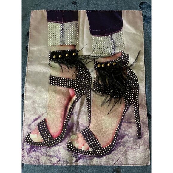 LOVE J Blue Blouse Top T-shirt w Holes Distressed Heels Shoes Pop Art Trendy S - Picture 4 of 13